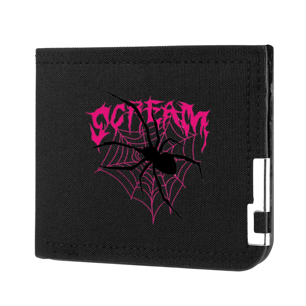 Nova carteira masculina de lona dobrável duplo zíper moeda bolso para titular do cartão de identificação curto titular do cartão carteira