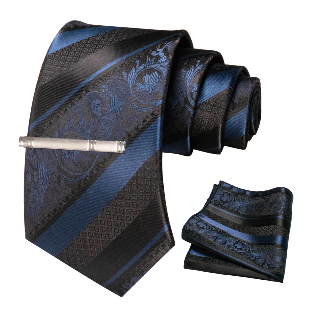 Clássico masculino floral gravata 8cm conjunto de gravata de seda bolso quadrado gravata clipe ternos de negócios acessórios noivo casamento cravat