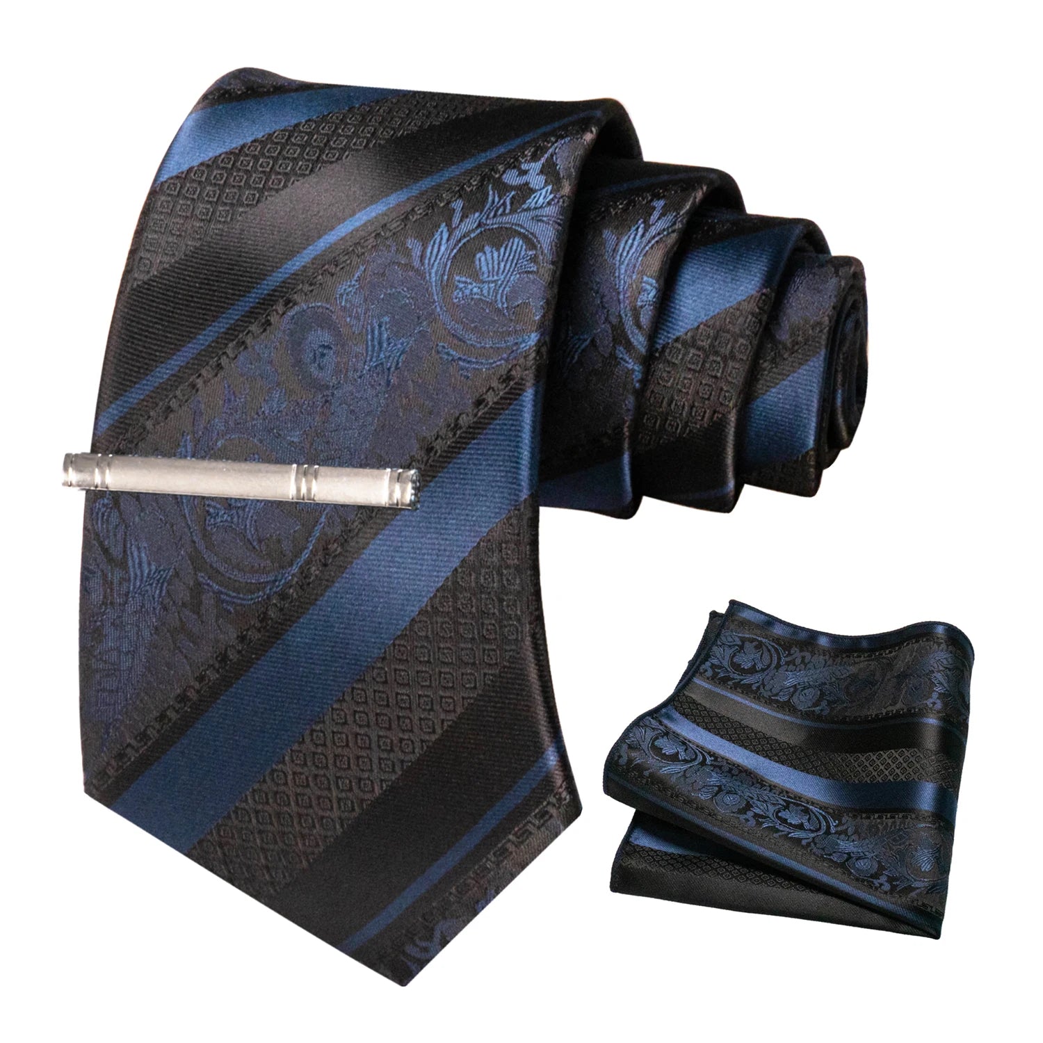 Clássico masculino floral gravata 8cm conjunto de gravata de seda bolso quadrado gravata clipe ternos de negócios acessórios noivo casamento cravat