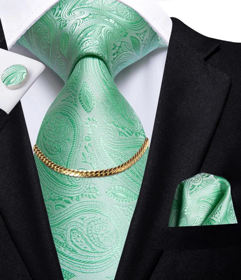 Hi-Tie-Gravatas de seda xadrez de luxo masculinas, conjunto de abotoaduras, design preto, presente de casamento, corrente de gravata moda