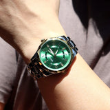 Megir relógio masculino de quartzo com pulseira de aço inoxidável, relógio de pulso estilo simples e data do dia, calendário, caixa de liga