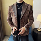 Emenda de couro pescoço moda terno jaqueta luxo negócios masculino fino ajuste social formal blazers casacos casamento noivo smoking 5xl-m