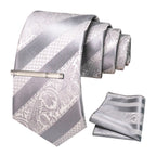 Clássico masculino floral gravata 8cm conjunto de gravata de seda bolso quadrado gravata clipe ternos de negócios acessórios noivo casamento cravat