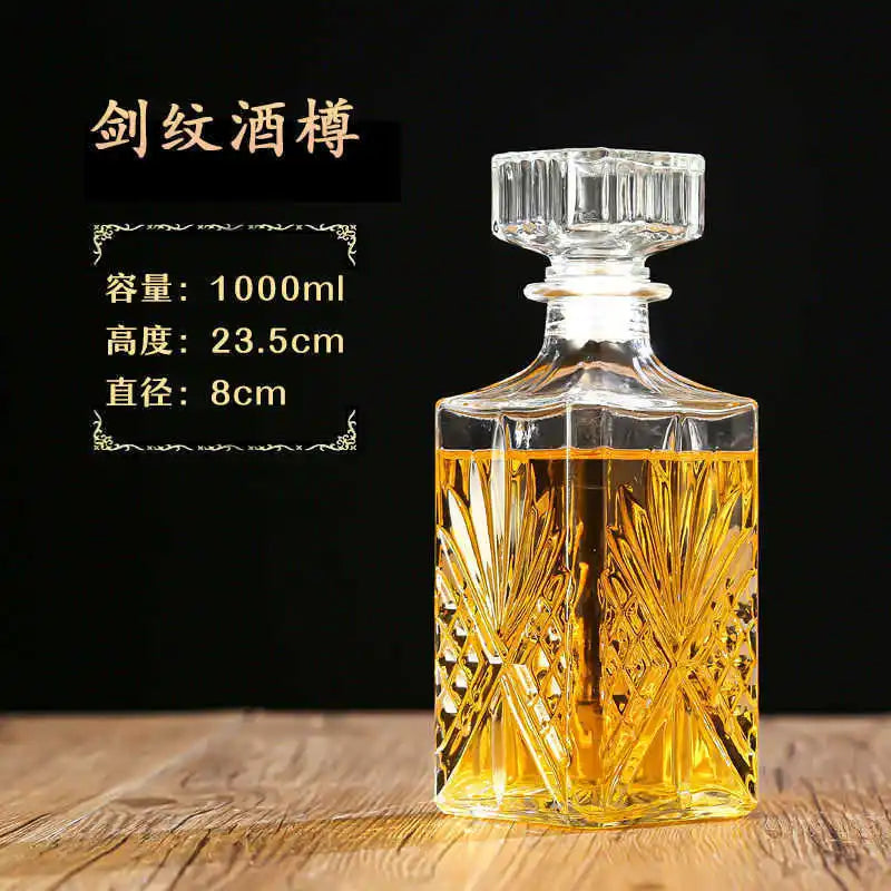 Criatividade design multi estilos barware garrafa de vidro de vinho 250-1000ml decantadores de uísque de vidro sem chumbo para licor bourbon scotch