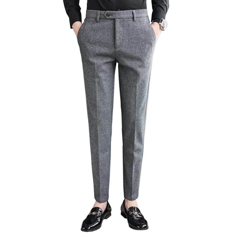 Outono inverno pano de lã engrossado terno calças de alta qualidade dos homens negócios calças finas formal wear escritório social vestido calças