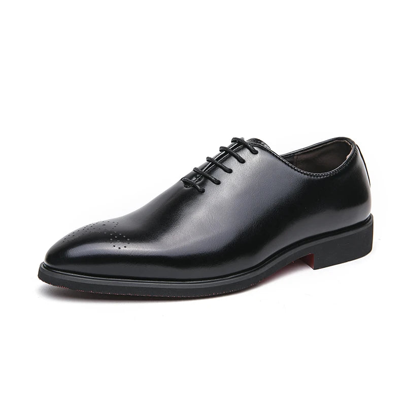 Mocassins de corte baixo apontado masculino, sapato de vestido marrom com renda, sapato de vestido simples, estilo britânico, couro high-end, casual, festa