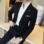 (Jaqueta + calça) ternos masculinos de luxo, slim fit, 2 peças, alta qualidade, estilo italiano, casamento, festa social, smoking, roupas masculinas
