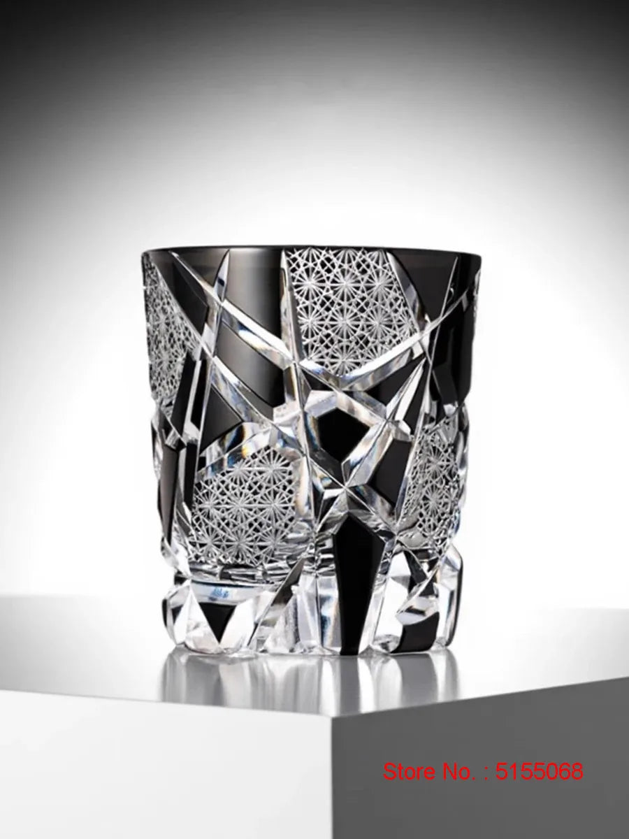 Escultura fina legal preto piscando relâmpago edo kiriko cristal ware copo de vinho qualidade superior copo de uísque cerveja caneca de água presentes do pai