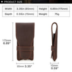 Suporte de charutos de 3 dedos em couro genuíno vintage, caixa portátil do humidor com estojo cortador, saco de presente masculino