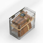 Humidor de charuto acrílico com papel de madeira de cedro, caixa do humidor, higrômetro, estojo do umidificador, acessórios para fumar, ajuste 15-20