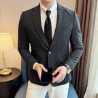 Blazers de negócios quadriculados slim fit para homens, jaqueta formal, botão único, festa social, moda luxuosa, tamanho grande, 5XL, 24, 2024