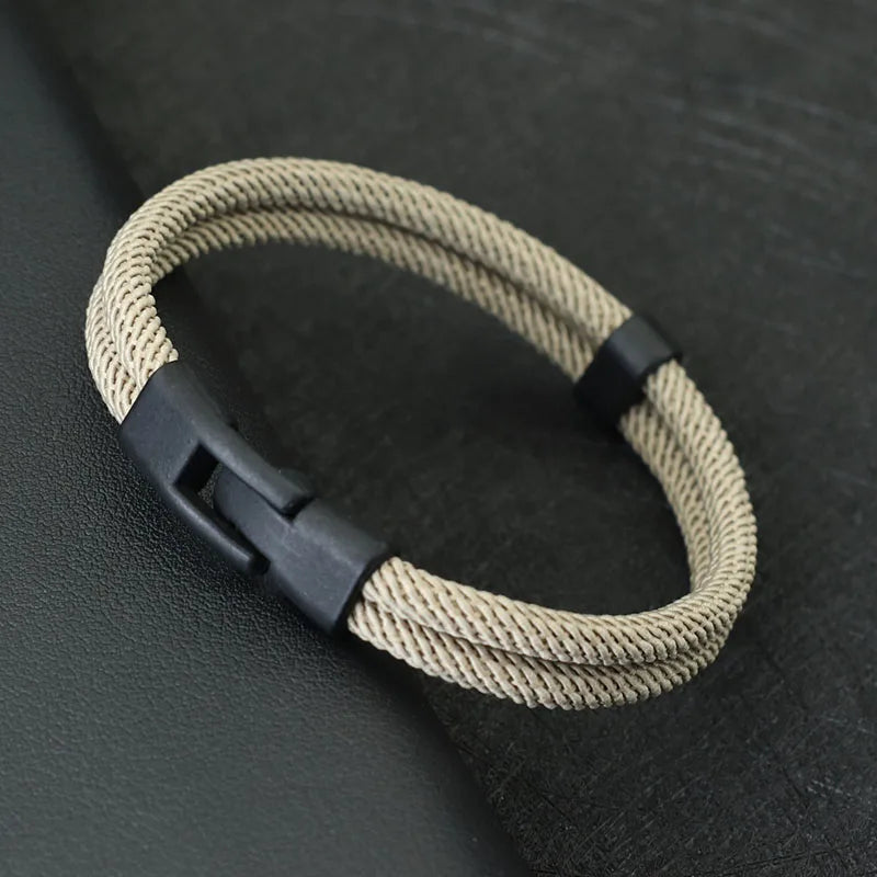 Nova moda masculina pulseira fio dupla camada destacável combinando empilhável braslet acessórios de lazer hombre erkek bileklik