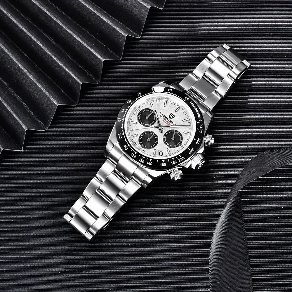 Novo Pagani design luxo negócios 40mm relógio masculino vidro safira 100m à prova dwaterproof água cronógrafo masculino
