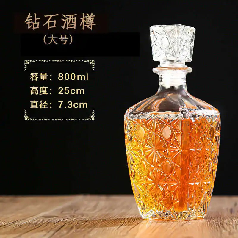 Criatividade design multi estilos barware garrafa de vidro de vinho 250-1000ml decantadores de uísque de vidro sem chumbo para licor bourbon scotch