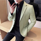 Seda brilhante mil pássaro grade terno jaqueta estilo coreano moda de negócios fino ajuste único breasted masculino festa social vestido casacos