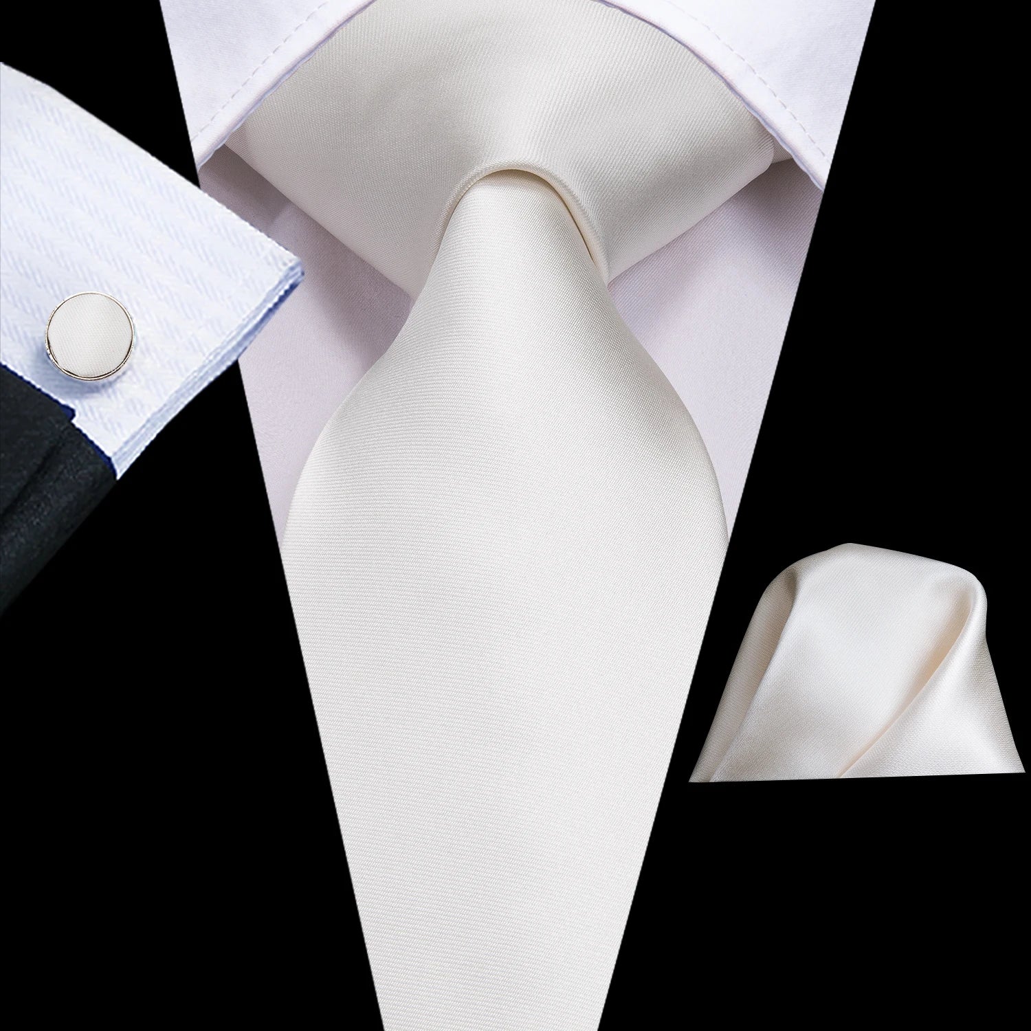 Gravatas masculinas branco sliver hanky abotoaduras conjunto de seda pescoço laços para festa de casamento negócios gravata masculina 2022 nova marca de moda hi-tie