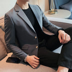 2023 de alta qualidade sólido único botão casual blazer masculino coreano simples negócios elegante moda festa fino ajuste terno jaqueta 4xl
