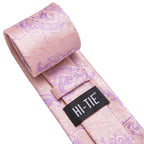 Conjunto clássico de gravata de seda masculino, gravata, floral, rosa, roxo, azul, elegante, lenço, abotoaduras, moda luxuosa, 3 peças