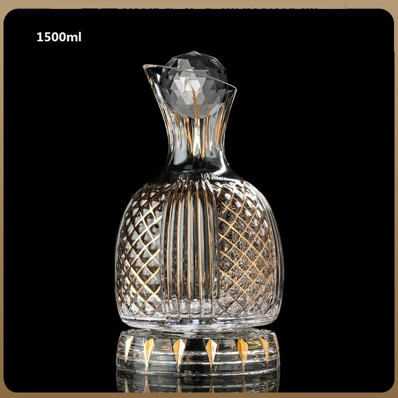 Decantador rotativo de cristal de ouro, copo de vinho luxuoso leve high-end, Gyro Decanter, 1500ml