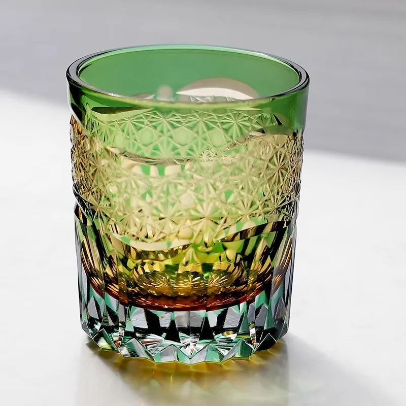 Japonês edo kiriko cristal ware copo de uísque hannd escultura nuvens sorte vidro vinho licor snifter caneca água melhor presente para o pai
