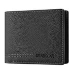 Carteira masculina juventude luxo curto titular do cartão de couro fino minimalista dupla dobra carteira masculina