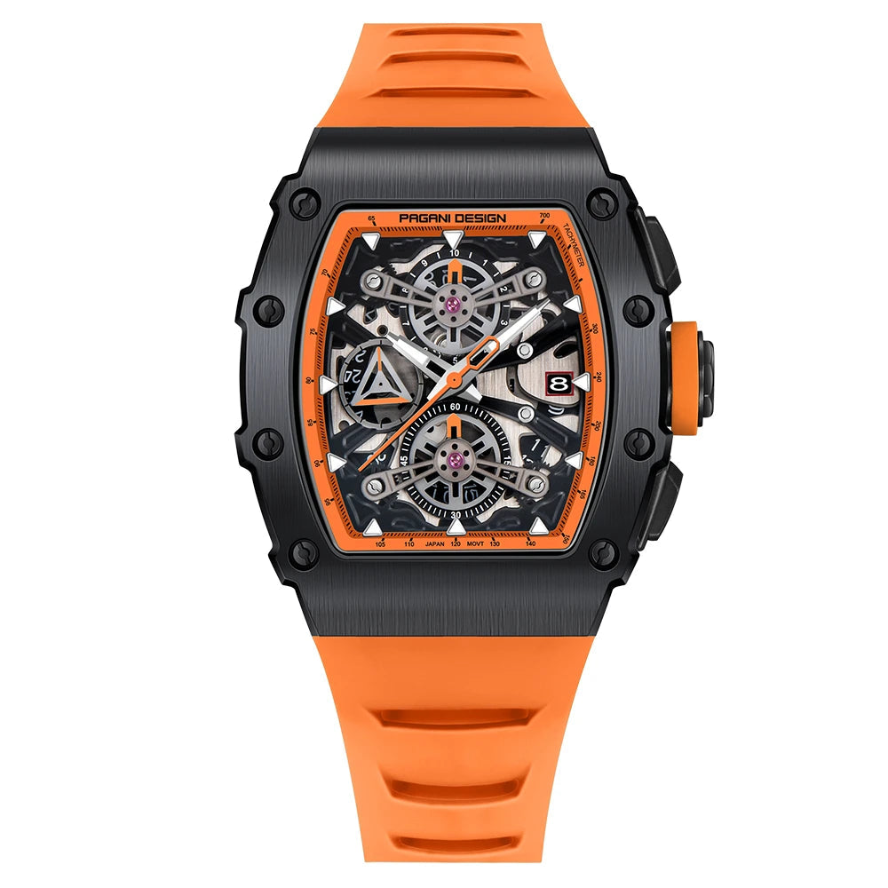 2023 pagani design novo 40mm em forma de balde oco lazer moda masculina relógio de quartzo vidro safira relógio de quartzo