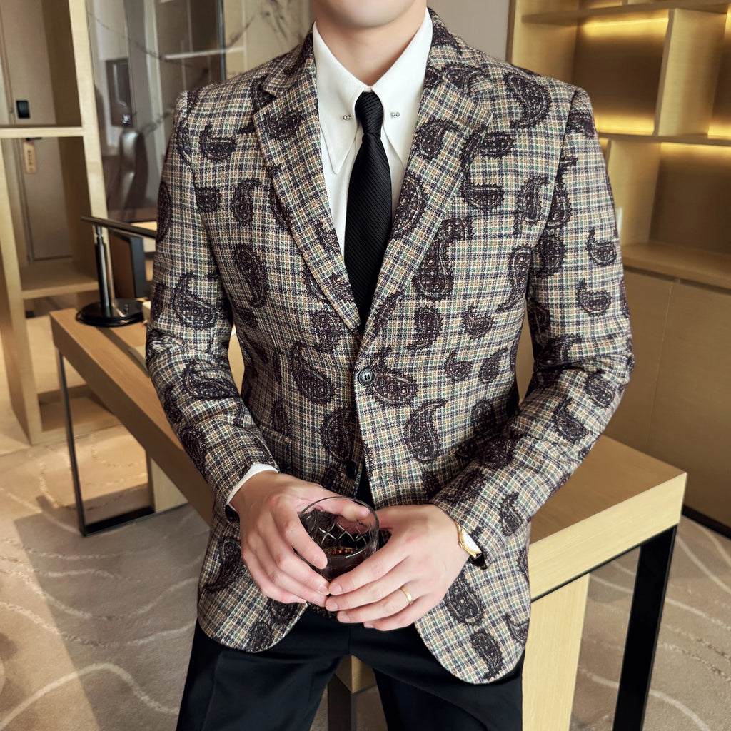 2025 moda bordado jacquard terno jaqueta estilo coreano fino ajuste negócios formal festa de formatura social smoking roupas masculinas 5xl-m