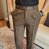 Calça monocromática de cintura alta, terno de negócio, slim fit, casamento formal, vestido social, design de cinto, moda verão, 38-28