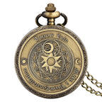 Vintage bronze chinês retro tai chi fofoca banish mau sorte relógio de bolso de quartzo colar pingente melhor amigo amizade jóias