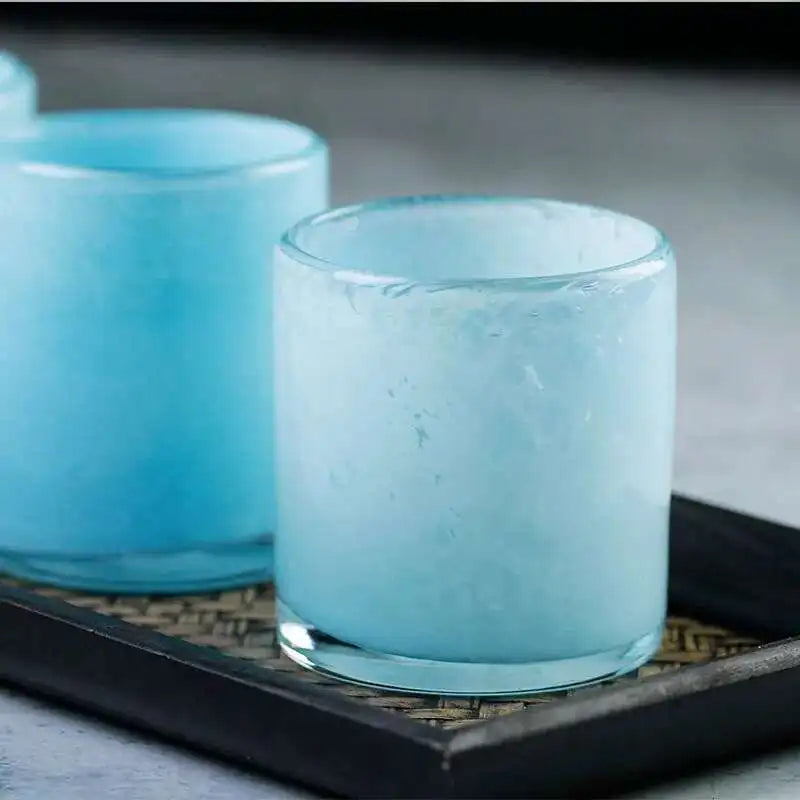 Copos de vidro de vidro de vidro de cristal do mar das nuvens copo de uísque colorido esmalte uísque tumbler licor vodka shot com caixa de presente de madeira