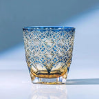 Processo de cor cristal edo kiriko copo de vinho mão escultura crisantemo padrão uísque vidro espíritos licor snifter caneca de uísque
