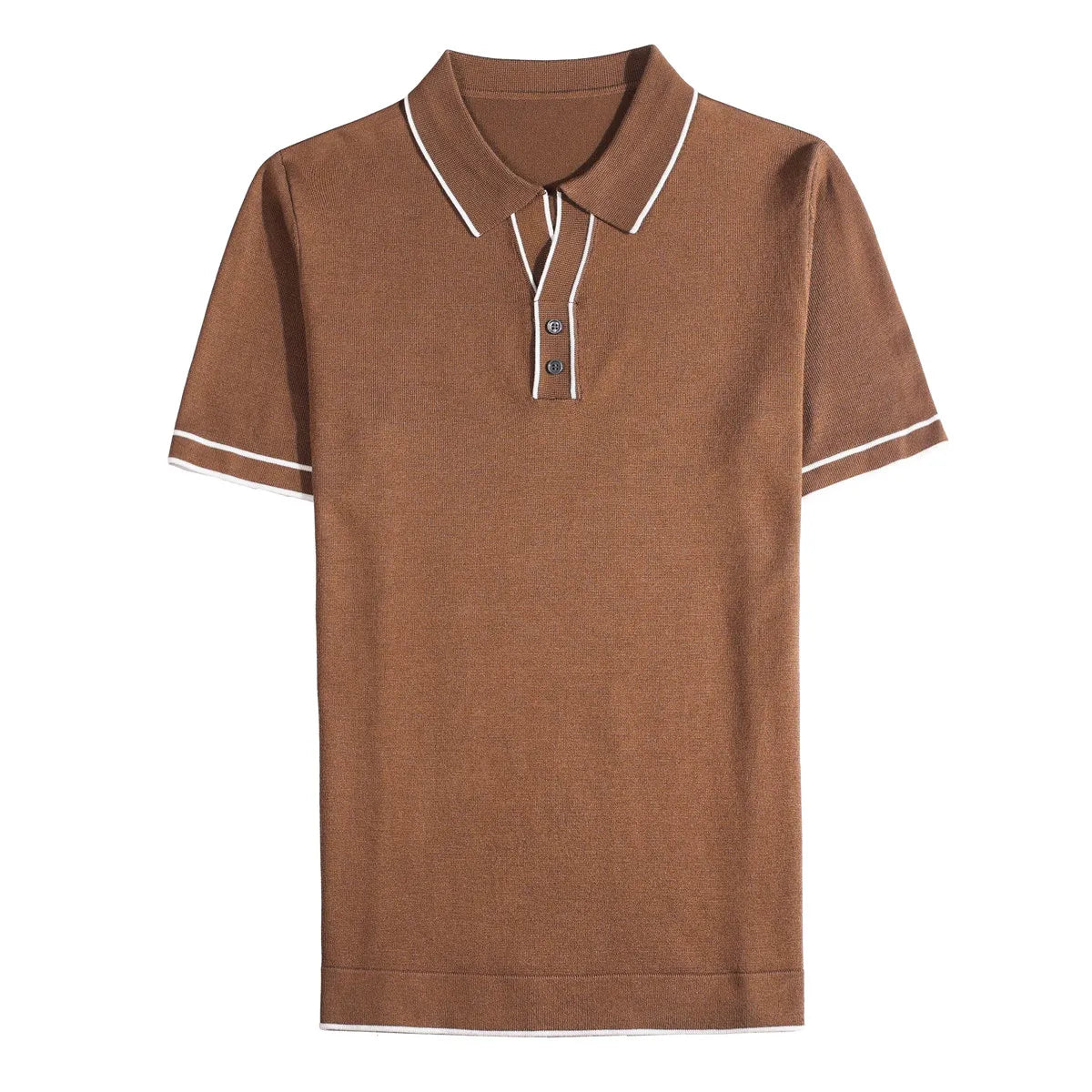 Camisa polo de seda gelo de malha com decote em v masculina 2025 verão moda sólida manga curta t camisa masculina fino ajuste casual camisetas topos