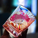 Copo de vinho dourado de cristal rosa, eq kiriko, escultura requintada, copo de uísque, brandy, snifter, licor, uísque, rock, dropship