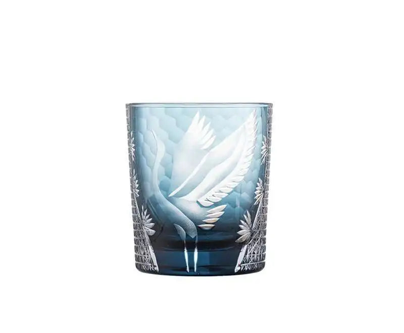 Japonês mão gravura pinheiro guindaste edo kiriko cristal copo de uísque trabalho da arte copo vinho brandy snifter saquê caneca copo de licor