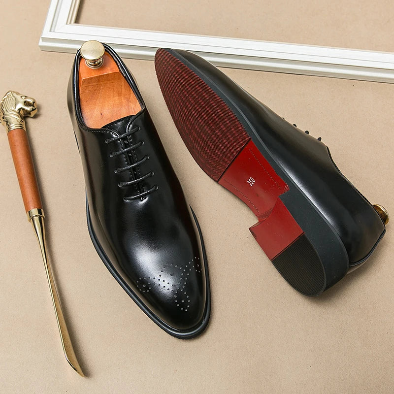 Mocassins de corte baixo apontado masculino, sapato de vestido marrom com renda, sapato de vestido simples, estilo britânico, couro high-end, casual, festa