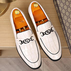 WAERTA-Sapatos De Couro De Luxo Masculino, Mocassins De Cavalo Branco, Deslizamento Formal, Sapatos De Vestir, Casamento, Escritório, Casual, Sapatos Preguiçosos