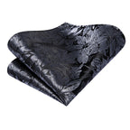 Hi-tie moda 8.5cm preto cinza floral masculino elegante gravata lenço abotoaduras conjunto acessórios de festa de casamento presente para homem gravat