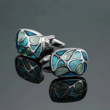 Abotoaduras de camisa francesa masculina, material de cobre, abotoaduras de esmalte azul oval, acessórios de roupas de marca de moda, atacado