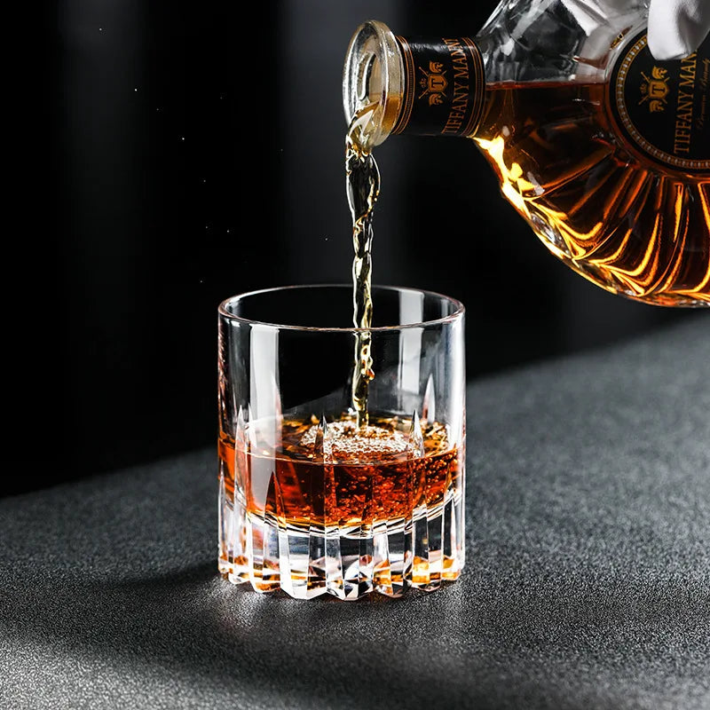 Corte de diamante asterismo mão escultura cristal antigo vidro grosso pesado clássico uísque pedras copo vinho cerveja tumbler lowball