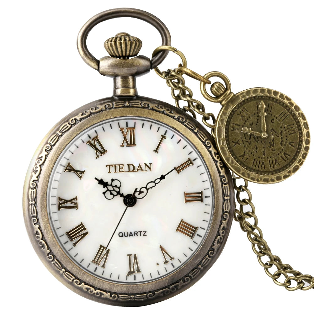Vintage antigo cobre steampunk bronze oco engrenagem relógio de bolso de quartzo colar pingente corrente relógio masculino feminino com acessório