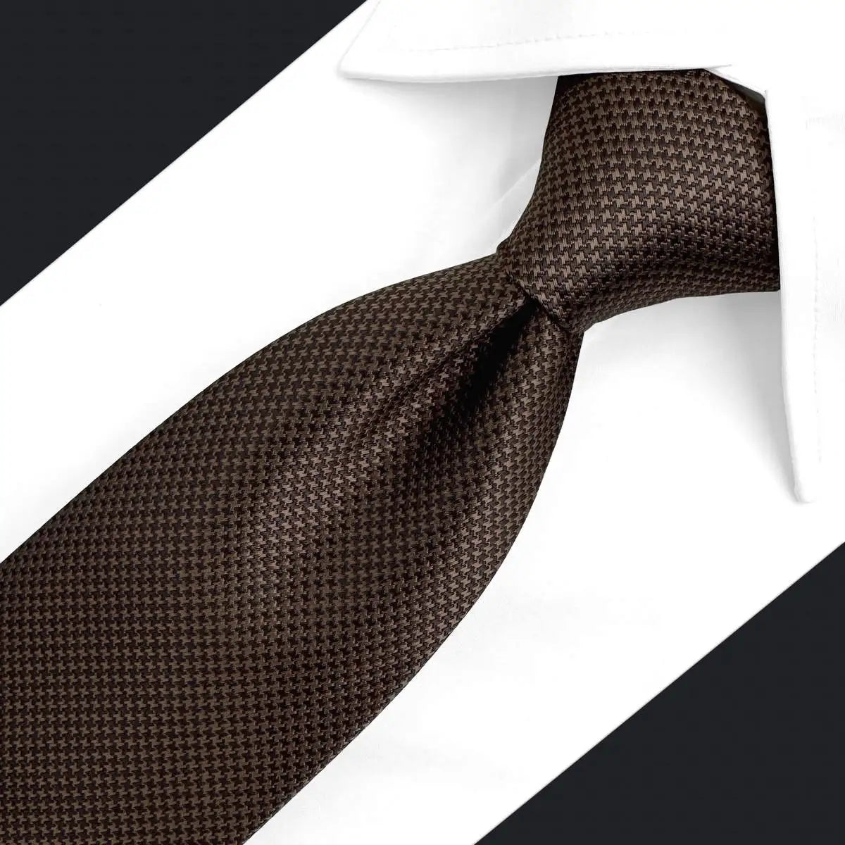 U27 marrom houndstooth gravata conjunto artesanal casamento moda extra longo tamanho clássico laços para homem lenço