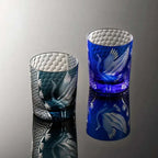 Japonês mão gravura pinheiro guindaste edo kiriko cristal copo de uísque trabalho da arte copo vinho brandy snifter saquê caneca copo de licor