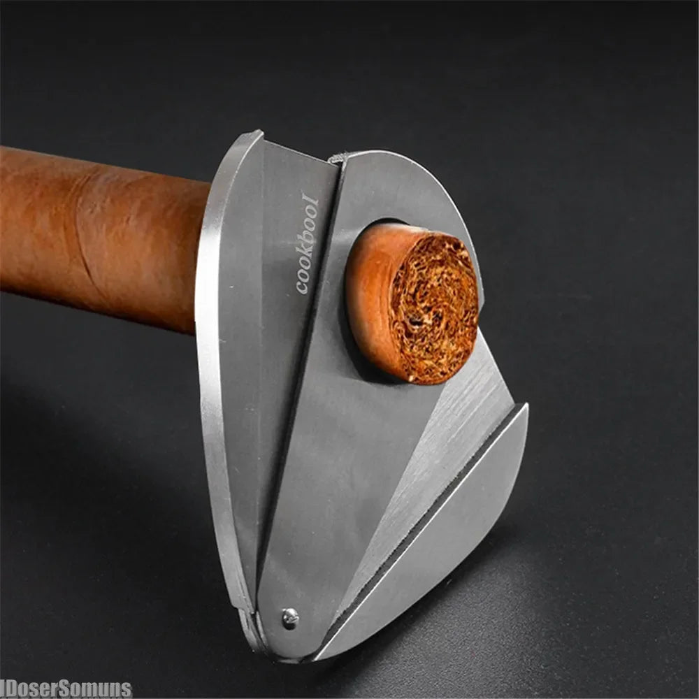 Cortador de charuto com lâmina afiada portátil cortador de aço inoxidável viagem lâmina de dois gumes tesoura de charuto presente para o dia dos pais do homem
