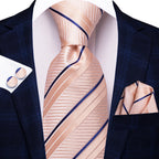 Conjunto clássico de gravata de seda masculino, gravata, floral, rosa, roxo, azul, elegante, lenço, abotoaduras, moda luxuosa, 3 peças