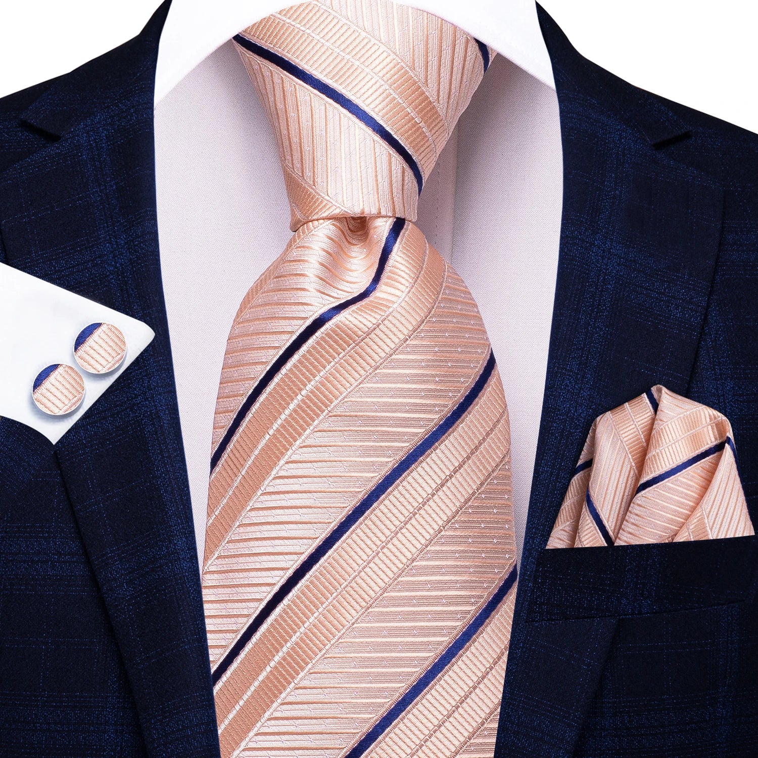 Conjunto clássico de gravata de seda masculino, gravata, floral, rosa, roxo, azul, elegante, lenço, abotoaduras, moda luxuosa, 3 peças
