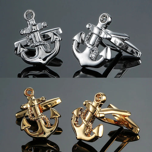 French Copper Material Shirt Cufflinks para homens, Boat Anchor Cufflinks, marca de moda, acessórios de vestuário, atacado