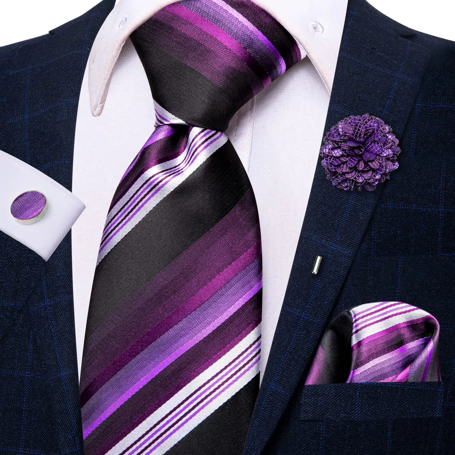 Gravata de negócios de seda azul claro sólido 2023 novo hi-tie designer gravata masculina luxo 8.5cm lenço abotoadura broche gravata de casamento para homem