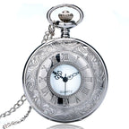 Preto numerais romanos relógio de bolso de quartzo masculino feminino preto oco caso steampunk vintage pingente colar melhores presentes para homens