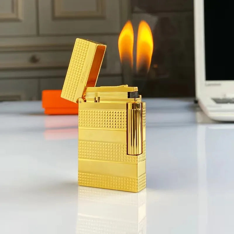 Mechero retro con som brilhante, carcasa de latón, enc endedor ein prueba de vento, regalo para hombre, novo