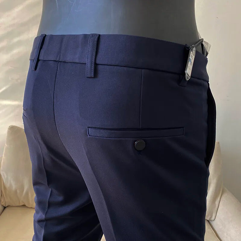 Calças de terno masculino de alta qualidade 2025 primavera novos homens formal negócios escritório social vestido calças fino ajuste casual calças de casamento